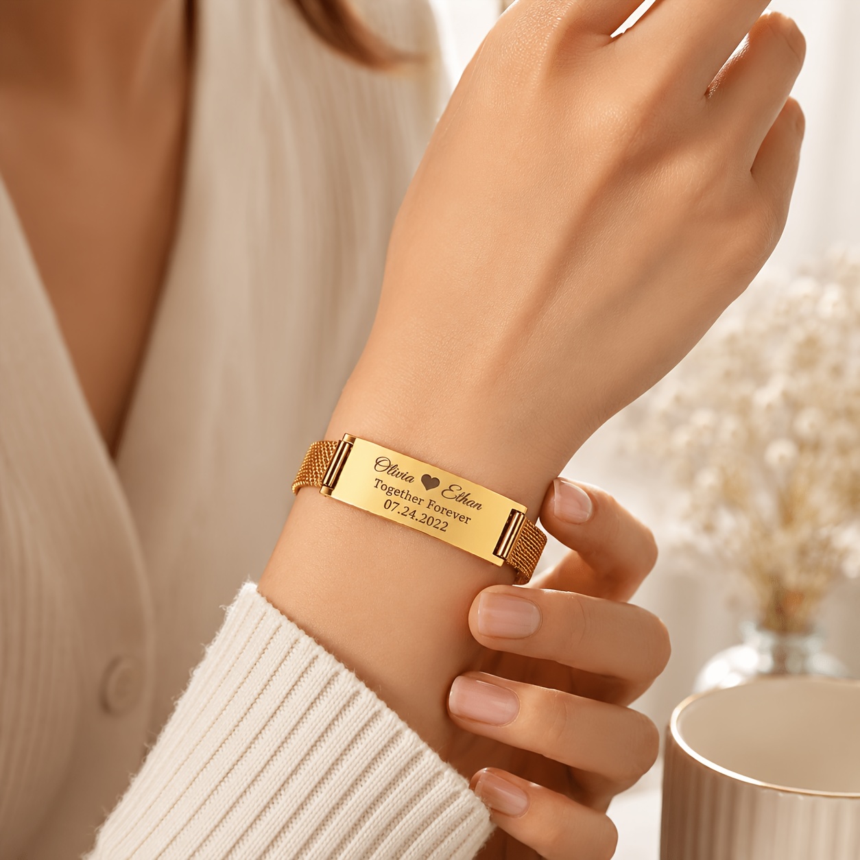 Personalized Engraved 304L Stainless Steel ID Bracelet